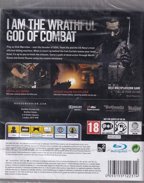 Rogue Warrior (Dick Marcinko) - i Folie - PS3 (AA Grade) (Genbrug)